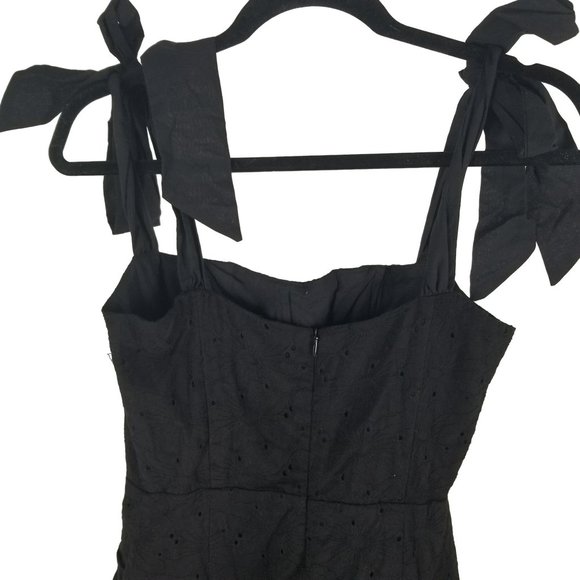 Sofia the Label Black Eyelet Mini Dress Bow Strap Daisy Cocktail Wedding Girly - Picture 13 of 13
